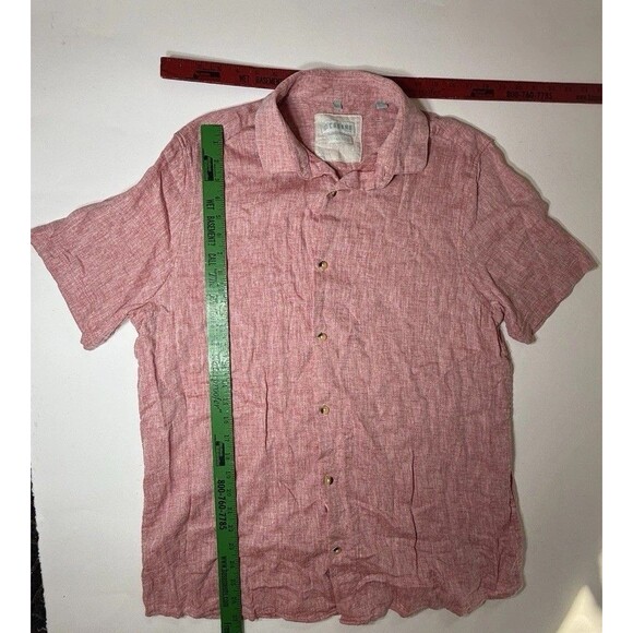 Cabana Shirt 100% Linen Button Down Size Large Men's Pink Short Sleeve - Picture 7 of 8